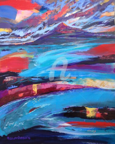 Pintura titulada "Mountain River" por Peter-Jan Durieux, Obra de arte original, Acrílico