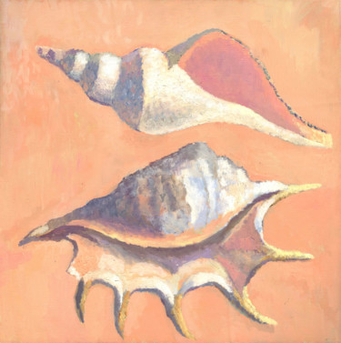 Pintura titulada "The shells on wet s…" por Petr Ldin, Obra de arte original, Oleo