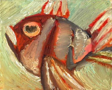 Painting titled "Angry perch" by Petr Ldin, Original Artwork, Oil