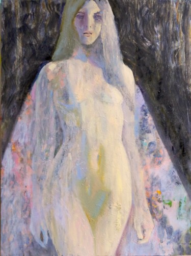 Malerei mit dem Titel "The beauty in shawl" von Petr Ldin, Original-Kunstwerk, Öl