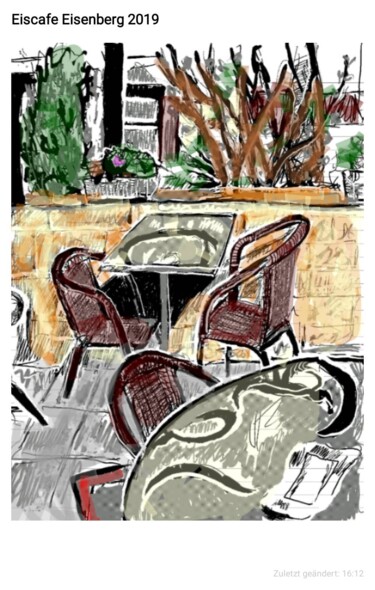 Arte digital titulada "Eiscafe Eisenberg 2…" por Petra Hüther, Obra de arte original, Pintura Digital