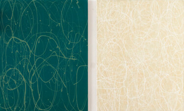 Картина под названием "Emerald & Ivory Tan…" - Petr Johan Marek, Подлинное произведение искусства, Масло Установлен на Дерев…