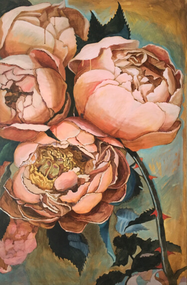 绘画 标题为“Fleurs 2” 由Pétronille Remaury, 原创艺术品, 丙烯 安装在木质担架架上