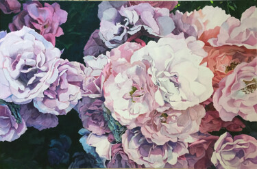 "Roses" başlıklı Tablo Pétronille Remaury tarafından, Orijinal sanat, Akrilik Ahşap Sedye çerçevesi üzerine monte edilmiş