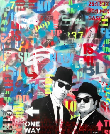 Painting titled "Blues Brothers" by Philippe Euger, Original Artwork, Spray paint