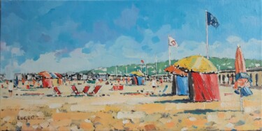 Painting titled "Plage à Deauville" by Philippe Euger, Original Artwork, Oil