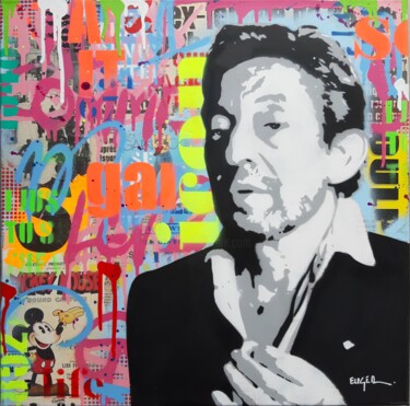 Malarstwo zatytułowany „Gainsbourg” autorstwa Philippe Euger, Oryginalna praca, Farba w spray'u