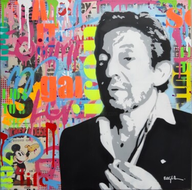 Peinture intitulée "Gainsbourg" par Philippe Euger, Œuvre d'art originale, Bombe aérosol