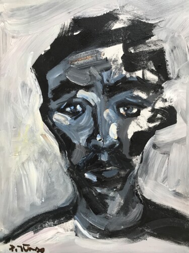 Schilderij getiteld "Portrait #2" door Tung Duc Pham, Origineel Kunstwerk, Acryl