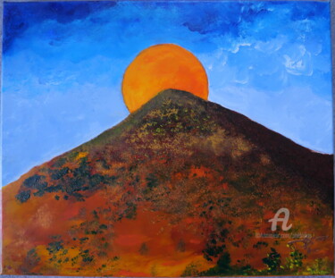 Painting titled "Coucher de soleil N…" by Marie Phebidias, Original Artwork, Acrylic Mounted on Wood Stretcher frame