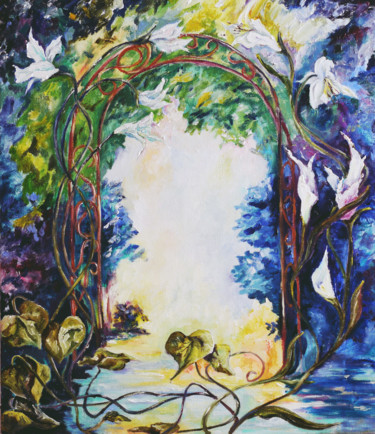Pittura intitolato "Mysterious light" da Tatyana Pchelnikova, Opera d'arte originale, Olio Montato su Telaio per barella in…