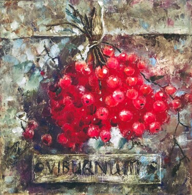 Schilderij getiteld "Viburnum fall memor…" door Tatyana Pchelnikova, Origineel Kunstwerk, Olie Gemonteerd op Frame voor hout…