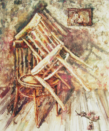 Pittura intitolato "Empty house" da Tatyana Pchelnikova, Opera d'arte originale, Olio Montato su Telaio per barella in legno