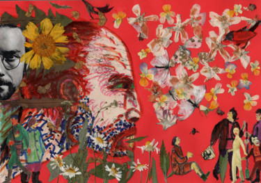 Collagen mit dem Titel "RED." von Phil Colisov, Original-Kunstwerk, Andere