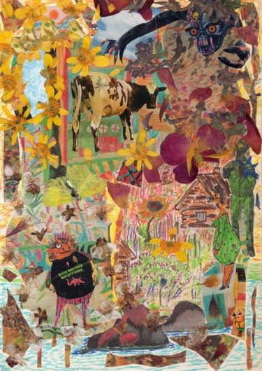 Collages intitulée "MOSCHA(cow tribe)." par Phil Colisov, Œuvre d'art originale, Autre