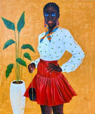 Malerei mit dem Titel "Dress Code" von Philip Letsu Komla, Original-Kunstwerk, Acryl