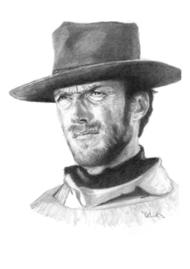 Drawing titled "Clint Eastwood" by Philip Dietrich, Original Artwork, Graphite