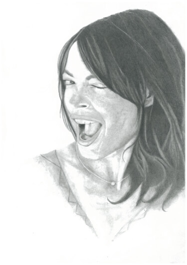 Drawing titled "Bérénice Bejo" by Philip Dietrich, Original Artwork, Graphite