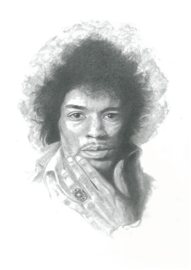 「Jimi Hendrix」というタイトルの描画 Philip Dietrichによって, オリジナルのアートワーク, グラファイト