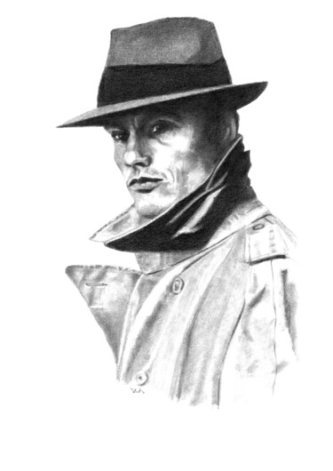 Drawing titled "Alain Delon - Le Sa…" by Philip Dietrich, Original Artwork, Graphite