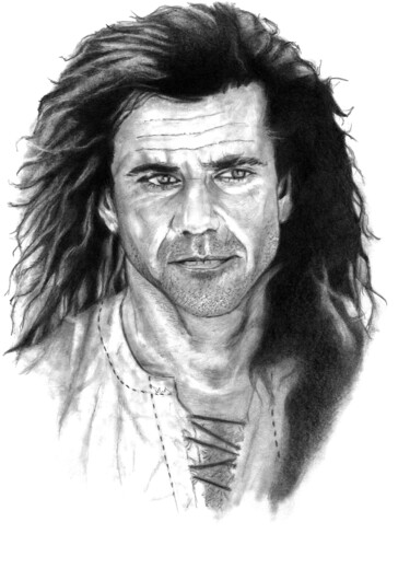 Drawing titled "Mel Gibson" by Philip Dietrich, Original Artwork, Graphite