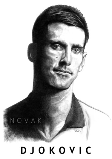 Zeichnungen mit dem Titel "Djokovic" von Philip Dietrich, Original-Kunstwerk, Graphit
