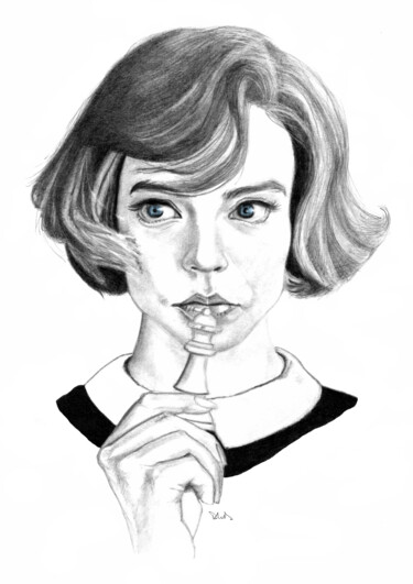 Dessin intitulée "Le Jeu de la Dame -…" par Philip Dietrich, Œuvre d'art originale, Crayon