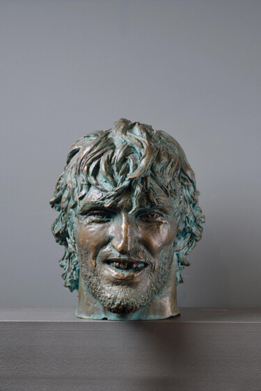 Scultura intitolato "Head of Warrior 13…" da Philipp Rukavishnikov, Opera d'arte originale, Bronzo