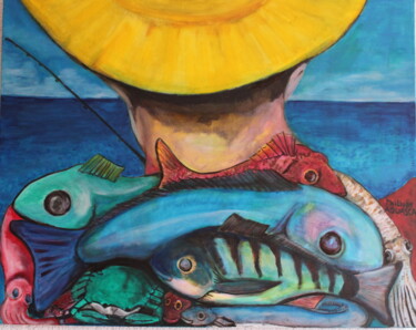 Malarstwo zatytułowany „pêcheur au corps de…” autorstwa Philippe Aguasca, Oryginalna praca, Akryl