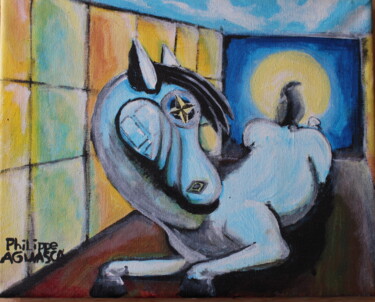 Pintura titulada "cheval" por Philippe Aguasca, Obra de arte original, Acrílico Montado en Bastidor de camilla de madera
