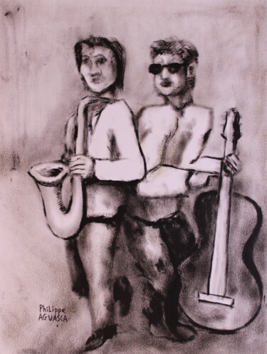 Malerei mit dem Titel "Jazz 2" von Philippe Aguasca, Original-Kunstwerk, Öl