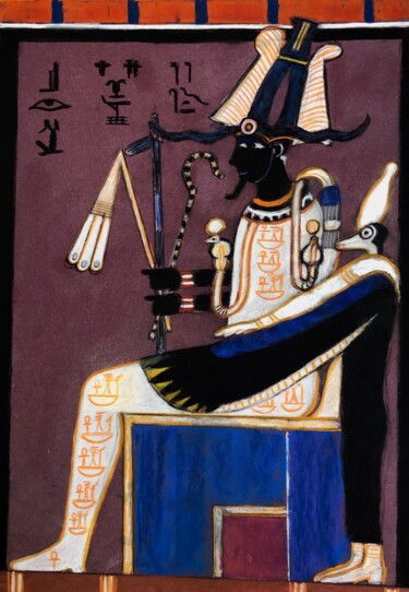 Drawing titled "Le dieu Osiris." by Philippe Allier, Original Artwork, Pastel
