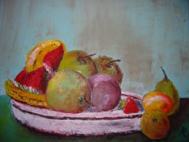 Peinture intitulée "Nature-morte fruits" par Philippe Allier, Œuvre d'art originale, Pastel