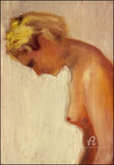 Peinture intitulée "2014-Femme penchée" par Philippe Alliet, Œuvre d'art originale, Huile