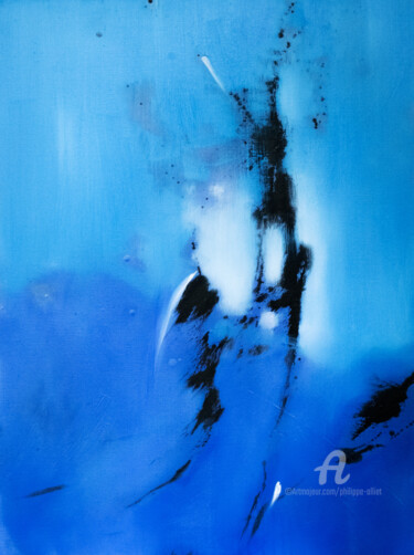 Painting titled "Silhouettes" by Philippe Alliet, Original Artwork, Oil Mounted on Wood Stretcher frame