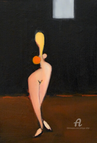 Painting titled "Femme debout" by Philippe Alliet, Original Artwork, Oil