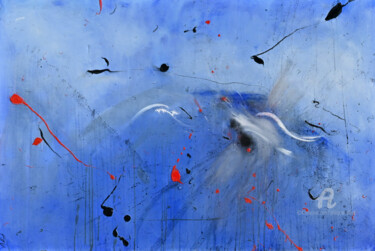 Painting titled "Agitation" by Philippe Alliet, Original Artwork, Oil Mounted on Wood Stretcher frame