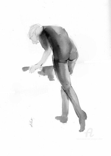 Drawing titled "Silhouette instanta…" by Philippe Alliet, Original Artwork, Ink