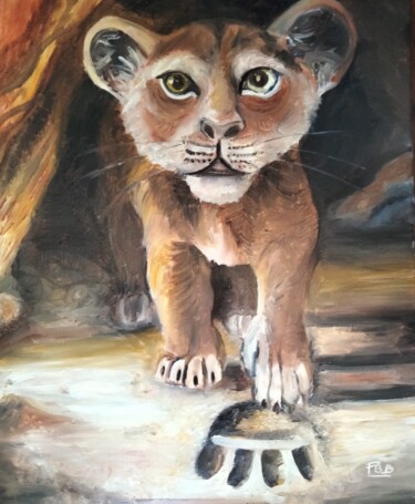 Peinture intitulée "le roi lion" par Philippe Bayle (chatinspire), Œuvre d'art originale, Huile