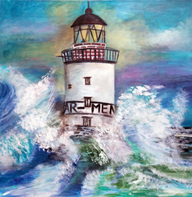 Peinture intitulée "un phare dans la te…" par Philippe Bayle (chatinspire), Œuvre d'art originale, Acrylique Monté sur Châss…