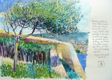 Painting titled "" le jeune arbre pe…" by Philippe Brobeck, Original Artwork, Watercolor