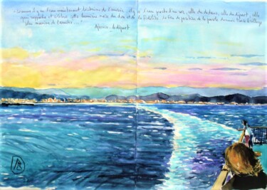 Peinture intitulée "" Ajaccio le départ…" par Philippe Brobeck, Œuvre d'art originale, Aquarelle