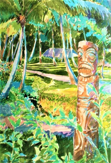 Peinture intitulée "" Bora Bora "" par Philippe Brobeck, Œuvre d'art originale, Aquarelle