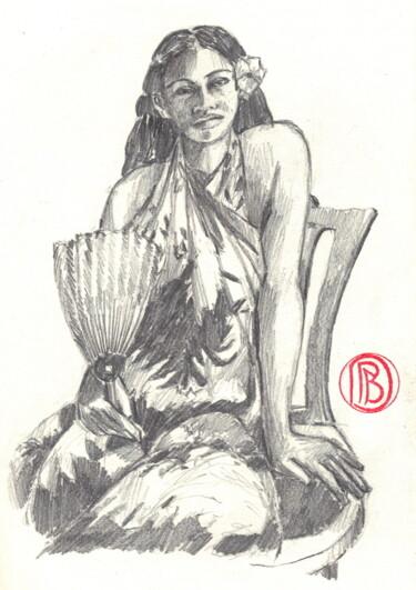제목이 ""Tahitienne à l'éve…"인 그림 Philippe Brobeck로, 원작, 연필