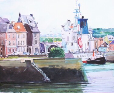 Painting titled "bananier au pont Co…" by Philippe Brobeck, Original Artwork, Watercolor