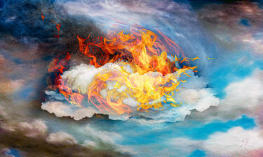 Digitale Kunst mit dem Titel "Nuage en feu" von Philippe Cadet, Original-Kunstwerk, Digitale Malerei