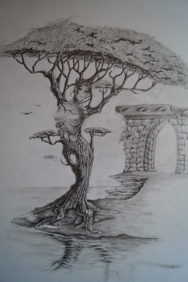 Drawing titled "Metamorphose" by Philippe Dran, Original Artwork, Pencil