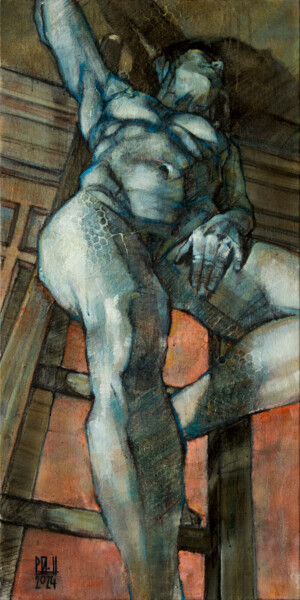 Pintura intitulada "Nu à l'échelle 3" por Philippe-Emmanuel Amirault, Obras de arte originais, Óleo
