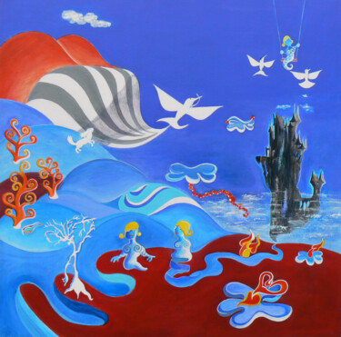 Peinture intitulée "Castle in the Sky" par Philippe Fabre, Œuvre d'art originale, Acrylique