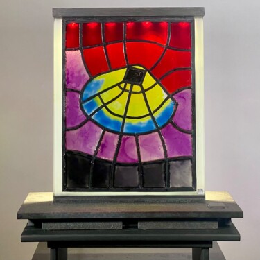 Sculpture titled "RÉMANENCE" by Philippe Fares, Original Artwork, Stained glass painting